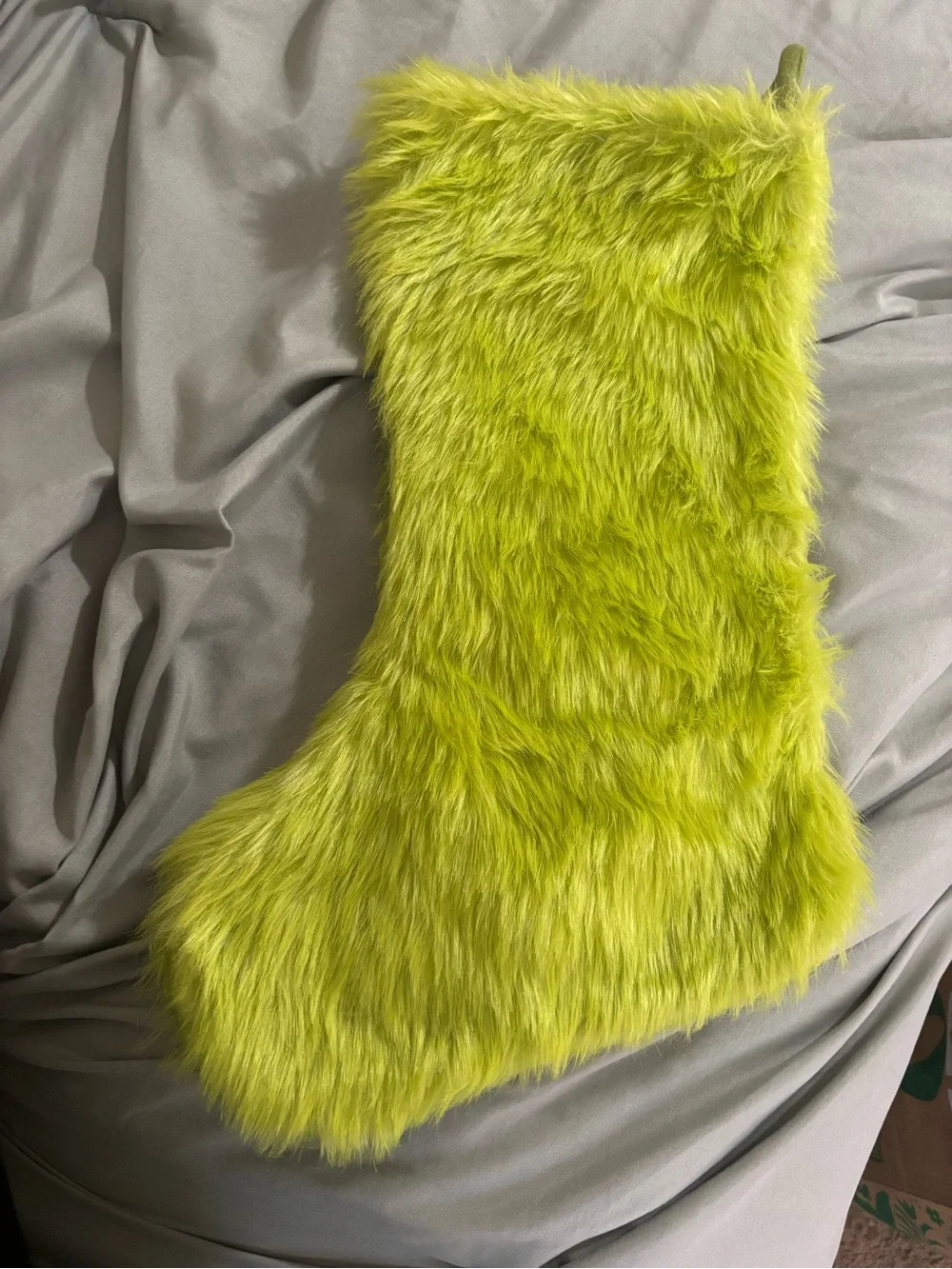 Grinch Faux Fur Holiday Stocking - Lime Green